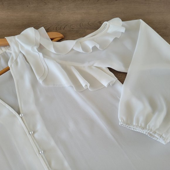 Ivanka Trump Elegant Women Blouse Shirt Ruffles Cold Shoulder Tops - Picture 8 of 8